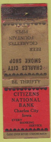 Matchbook Cover - Citizens National Bank Charles City IA smoke pipe shop