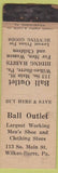 Matchbook Cover - Ball Outlet Shoes Clothing Wilkes Barre PA LOCAL MANUMARK