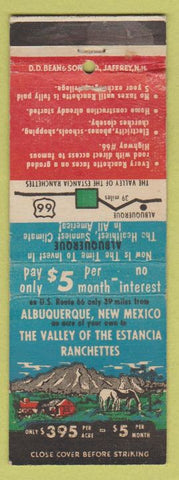 Matchbook Cover - Albuquerque NM Ranches Route 66 WEAR
