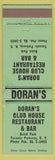 Matchbook Cover - Doran's Club House Restaurant Taconic Parkway NY