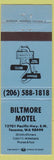 Matchbook Cover - Biltmore Hotel Tacoma WA