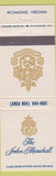 Matchbook Cover - John Marshall Hotel Richmond VA