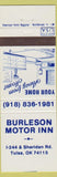 Matchbook Cover - Burleson Motor Inn Tulsa OK