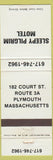 Matchbook Cover - Sleep Pilgrim Motel Plymouth MA