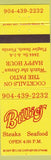 Matchbook Cover - Billie's Restaurant Flagler Beach FL