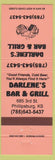 Matchbook Cover - Darlene's Bar and Grill Phillipsburg KS Neon Orange