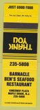 Matchbook Cover - Barnacle Ben's Seafood Restaurant Maple Shade NJ