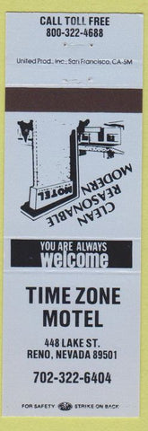 Matchbook Cover - Time Zone Motel Reno NV