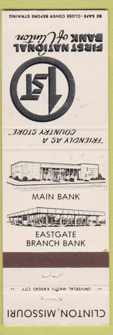 Matchbook Cover - First National Bank Clinton MO