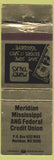 Matchbook Cover - Meridian MS ANG Federal Credit Union