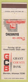 Matchbook Cover - Grant County Bank Sheridan AR