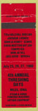 Matchbook Cover - 45th Annual Threshing Days Miles IA antique tractors