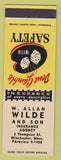 Matchbook Cover - W Allan Wilde Insurance Winchester MA