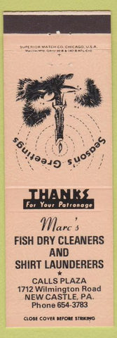 Matchbook Cover - Marc's Fish Dry Cleaners New Castle PA peach