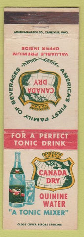 Matchbook Cover - Canada Dry Quinine Water Tonic