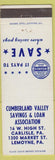 Matchbook Cover - Cumberland Valley Savings Loan Lemoyne PA Carlisle