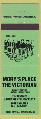 Matchbook Cover - Mory's Place The Victorian Sacramento CA