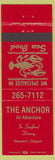 Matchbook Cover - The Anchor Newport OR lobster