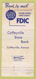Matchbook Cover - Coffeyville State Bank KS WORN 30 Strike