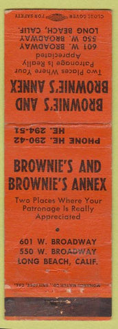 Matchbook Cover - Brownie's Long Beach CA POOR