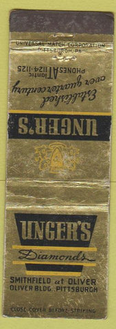 Matchbook Cover - Unger's Diamonds Pittsburgh PA