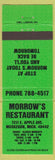 Matchbook Cover - Morrow's Restaurant Muskegon MI