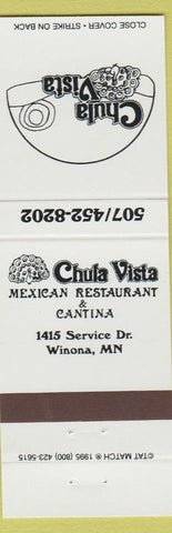 Matchbook Cover - Chula Vista Mexican Restaurant Winona MN