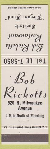 Matchbook Cover - Bob Ricketts Wheeling IL