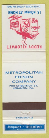 Matchbook Cover - Metropolitan Edison Electric Lebanon PA Reddy Kilowatt