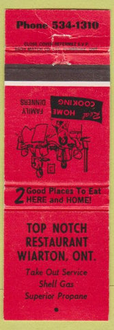 Matchbook Cover - Top Notch Restaurant Wiarton ON Shell oil gas