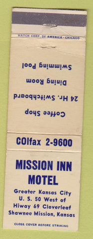 Matchbook Cover - Mission Inn Motel Shawnee Mission KS WORN