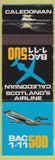 Matchbook Cover - BAC 1-11 500 Scotland's Airline Caledonian WEAR