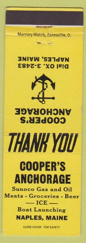 Matchbook Cover - Cooper's Anchorage Naples ME Sunoco oil gas