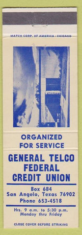 Matchbook Cover - General Telco Credit Union San Angelo TX