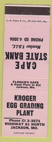 Matchbook Cover - Kroger Egg Grading Plant Jackson MO Furniture Funeral Home