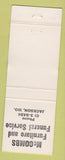 Matchbook Cover - Kroger Egg Grading Plant Jackson MO Furniture Funeral Home