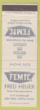 Matchbook Cover - Fred Heuer Insurance Red Oak IA