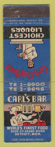 Matchbook Cover - Carl's Bar Detroit MI
