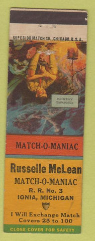 Matchbook Cover - Russelle McLean Match O Maniac Ionia MI General MacArthur