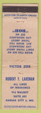 Matchbook Cover - Robert Lakenan Insurance Kansas City MO WEAR