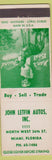 Matchbook Cover - John Leftin Autos Miami FL girlie pinup