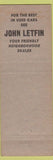 Matchbook Cover - John Leftin Autos Miami FL girlie pinup