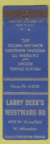 Matchbook Cover - Larry Beek's Westward Ho West Milwaukee WI bowling