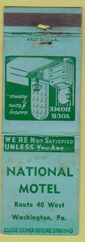Matchbook Cover - National Motel Washington PA WORN STAINED