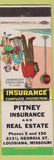 Matchbook Cover - Pitney Insurance Real Estate Louisiana MO