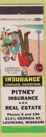 Matchbook Cover - Pitney Insurance Real Estate Louisiana MO