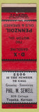 Matchbook Cover - DX oil gas Pennzoil Phil Sewell Topeka KS Simonizing