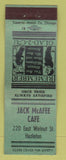Matchbook Cover - Jack McAfee Cafe Hazleton PA WEAR