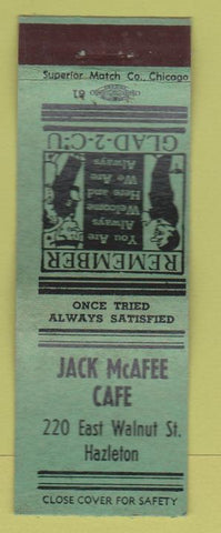 Matchbook Cover - Jack McAfee Cafe Hazleton PA WEAR