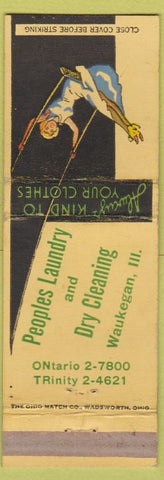 Matchbook Cover - Peoples Laundry Dry Cleaning Waukegan IL